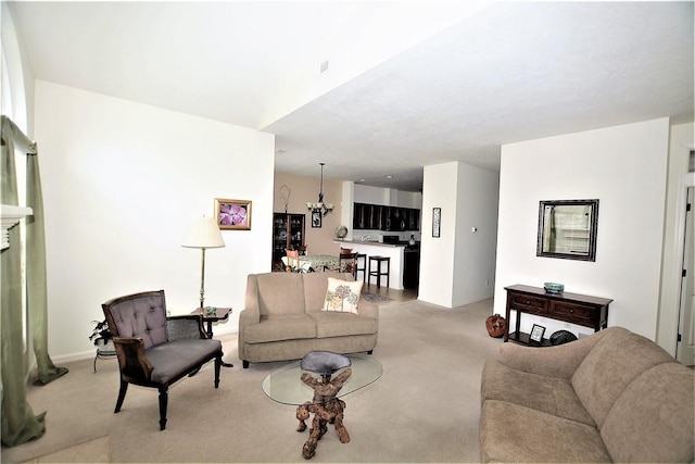 513 Madison Blvd, New Sewickley Twp, PA 15042 - living area featuring light colored carpet and a notable chandelier