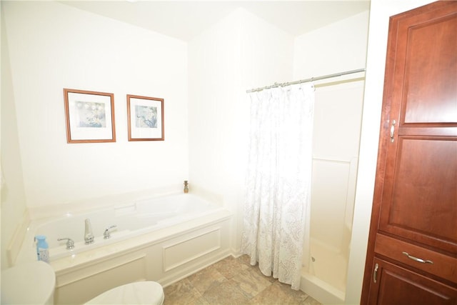 513 Madison Blvd, New Sewickley Twp, PA 15042 - bathroom featuring a shower with shower curtain, a bath, and toilet