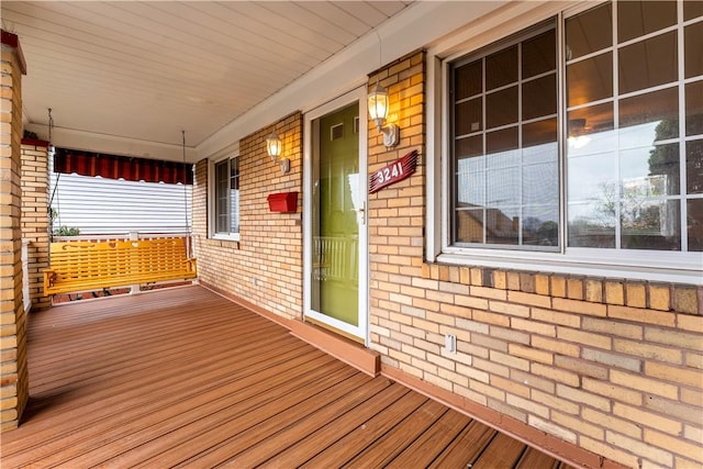 deck featuring a porch