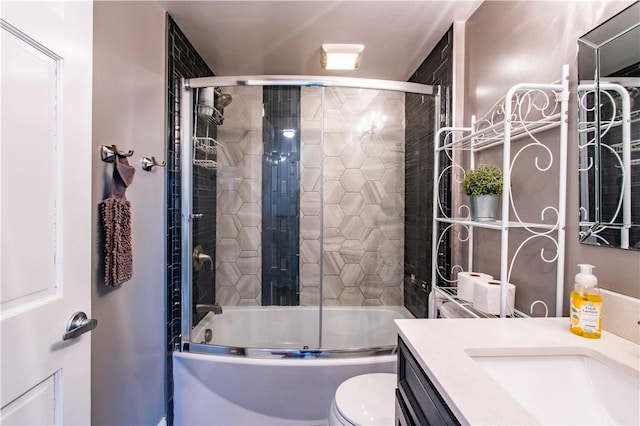 429 Big Knob Rd, New Sewickley Twp, PA 15074 - bathroom with combined bath / shower with glass door, vanity, and toilet