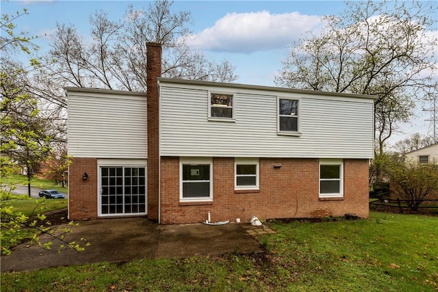 1226 Lamson Cir, Upper St Clair, PA 15241 - rear view of property with a chimney, a yard, a patio area, and brick siding
