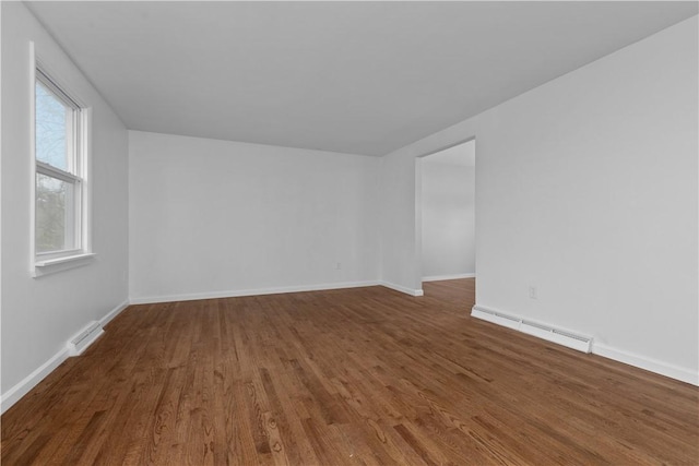 1226 Lamson Cir, Upper St Clair, PA 15241 - unfurnished room with visible vents, a baseboard radiator, wood finished floors, and baseboards