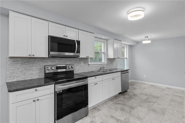 1226 Lamson Cir, Upper St Clair, PA 15241 - kitchen featuring tasteful backsplash, a sink, white cabinetry, and stainless steel appliances