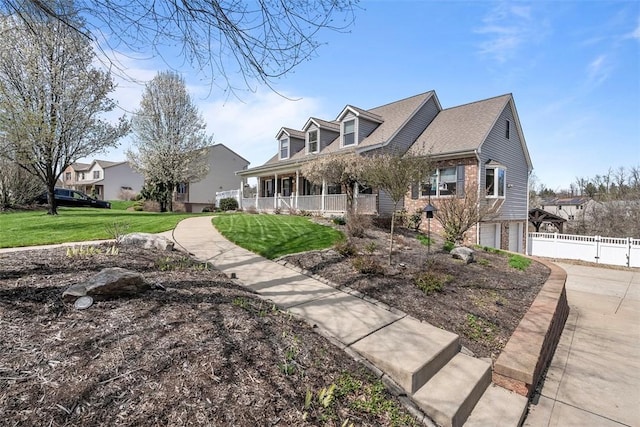 172 Valley Flds, Plum Boro, PA 15239 - new england style home featuring driveway, a front yard, brick siding, a garage, and fence