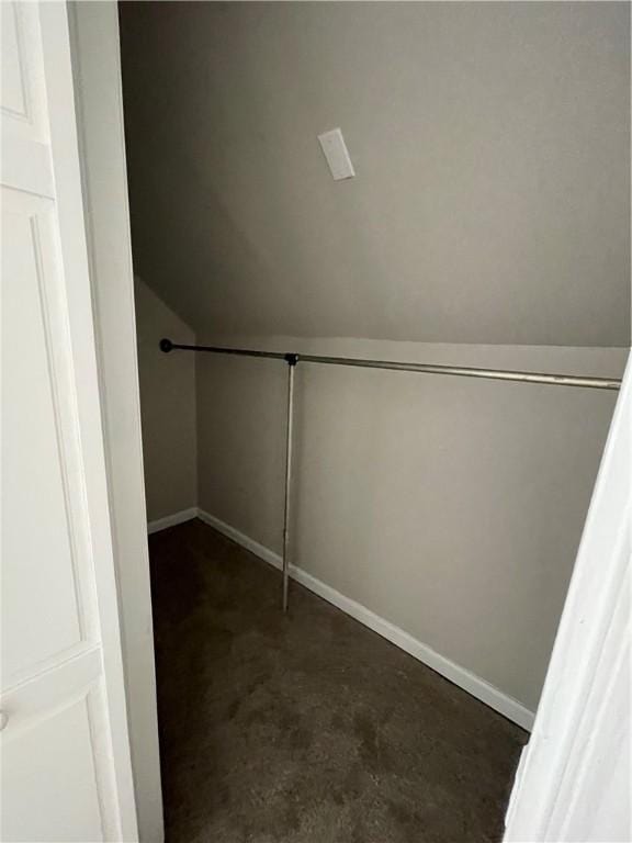 walk in closet with lofted ceiling