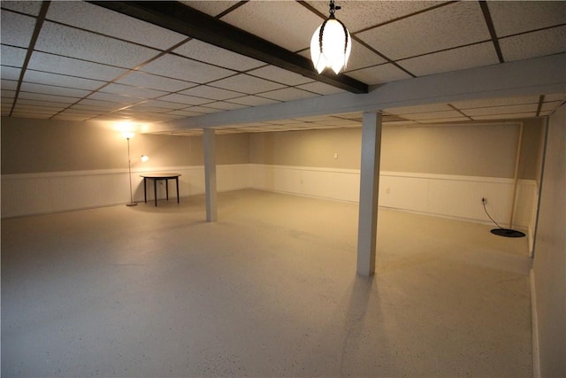 3116 Mcclellan Dr, Unity Twp, PA 15601 - finished below grade area featuring a paneled ceiling and a wainscoted wall