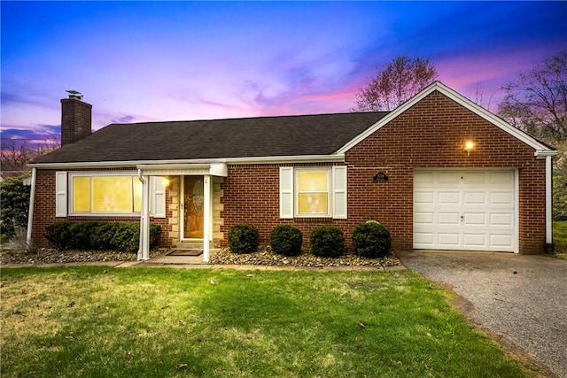 1731 Northfield Ave, Crafton Heights, PA 15204 - ranch-style home with a chimney, driveway, a garage, and brick siding