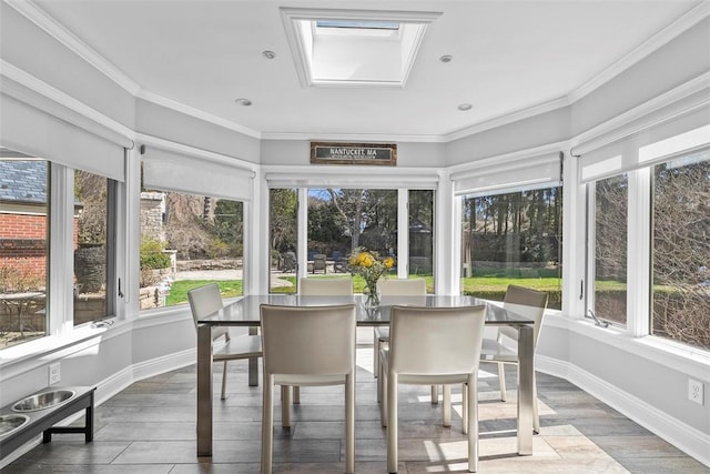 210 Creek Dr, Edgeworth, PA 15143 - sunroom / solarium with plenty of natural light, crown molding, baseboards, and wood finished floors