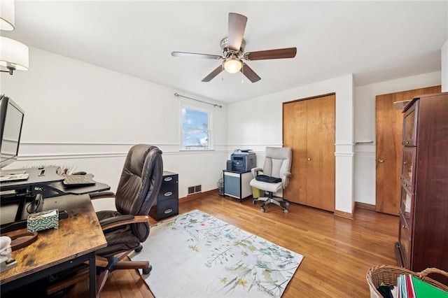5000 Holly Ct, Murrysville, PA 15668 - home office featuring light wood finished floors, a ceiling fan, and visible vents