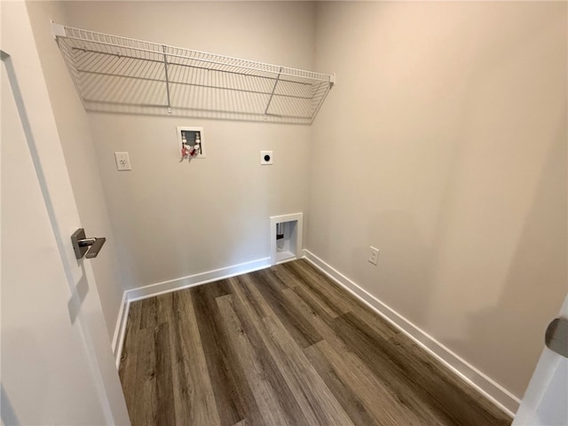 406 Barons Ct, Peters Twp, PA 15367 - washroom with electric dryer hookup, baseboards, dark wood finished floors, and washer hookup