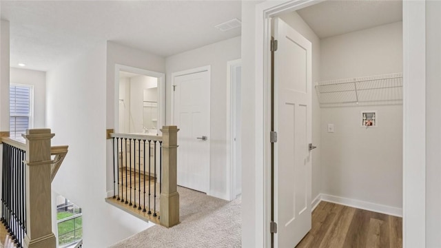 406 Barons Ct, Peters Twp, PA 15367 - hallway featuring an upstairs landing and wood finished floors