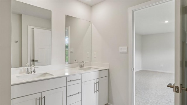 406 Barons Ct, Peters Twp, PA 15367 - bathroom featuring double vanity and baseboards