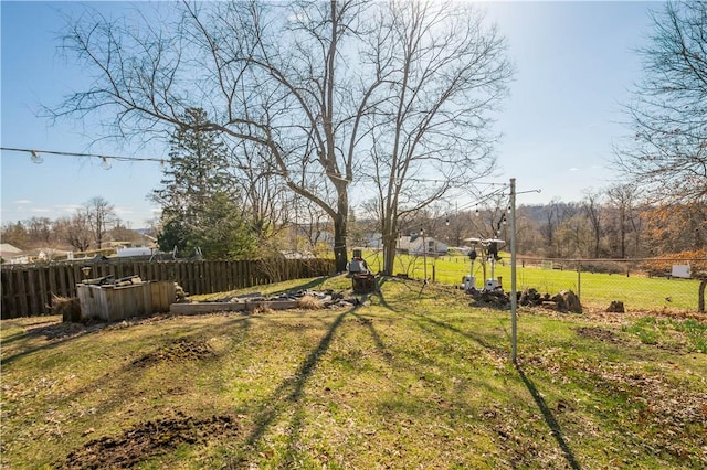 view of yard with a fenced backyard