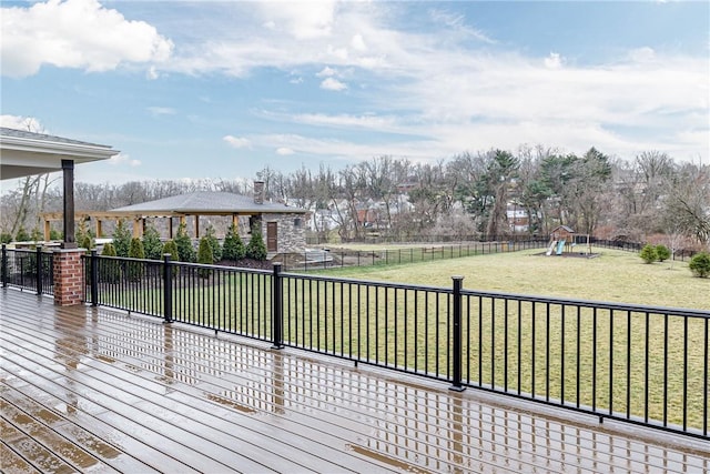 1371 Carnahan Rd, Banksville/Westwood, PA 15220 - wooden terrace with a yard, a fenced backyard, and a playground
