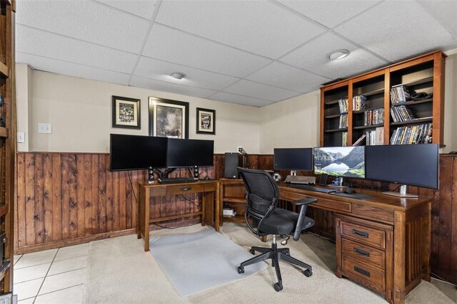 123 Summit Ridge Dr, South Fayette, PA 15017 - office with wooden walls, a drop ceiling, and wainscoting