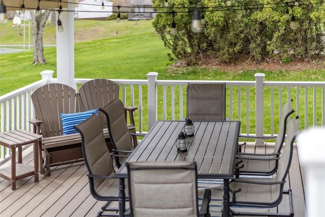 123 Summit Ridge Dr, South Fayette, PA 15017 - wooden deck featuring a yard and outdoor dining space