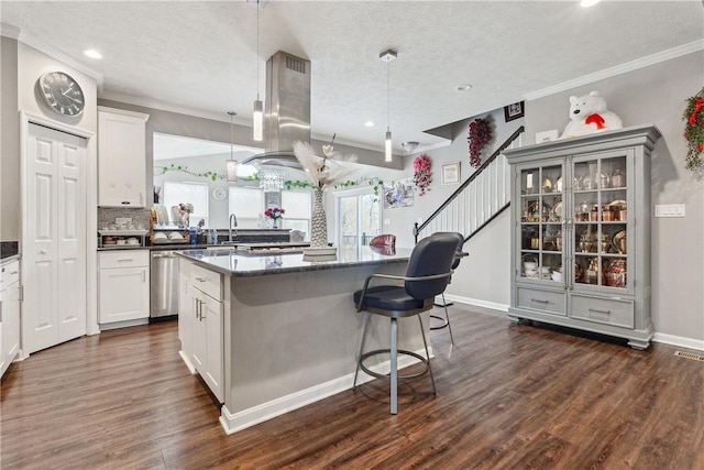 423 Labrador Ln, Jefferson Hills, PA 15025 - kitchen with dishwasher, dark countertops, dark wood-style floors, and plenty of natural light