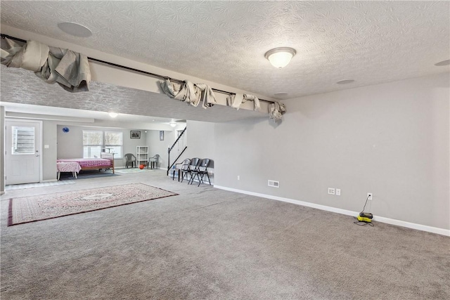423 Labrador Ln, Jefferson Hills, PA 15025 - basement with baseboards, carpet flooring, and a textured ceiling