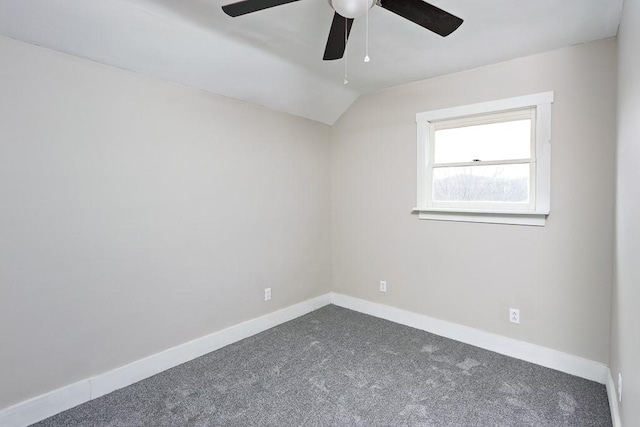 2017 Leishman, Arnold, PA 15068 - spare room with ceiling fan, dark colored carpet, baseboards, and lofted ceiling