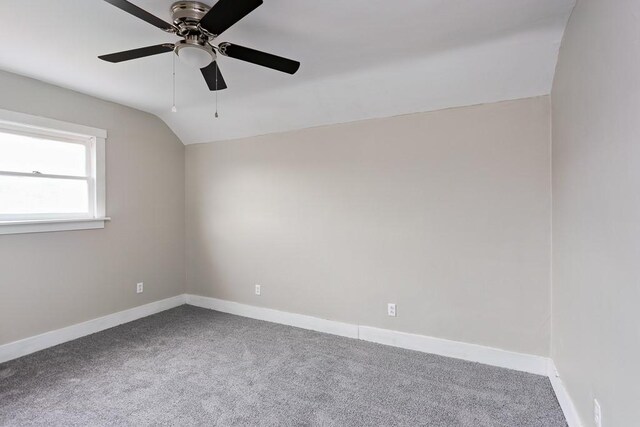 2017 Leishman, Arnold, PA 15068 - carpeted spare room with baseboards, vaulted ceiling, and ceiling fan