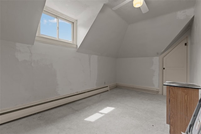 826 Collins Ave, Highland Park, PA 15206 - bonus room with baseboard heating, light carpet, ceiling fan, and vaulted ceiling