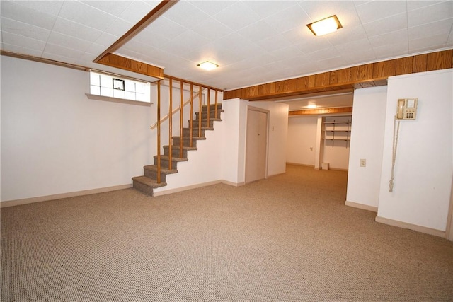 2714 Graham Blvd, Wilkinsburg, PA 15235 - below grade area with carpet floors, baseboards, and stairs