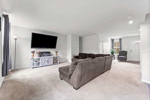 106 Morgan Dr, South Strabane, PA 15301 - living room featuring baseboards and light colored carpet