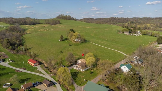 aerial view with a rural view