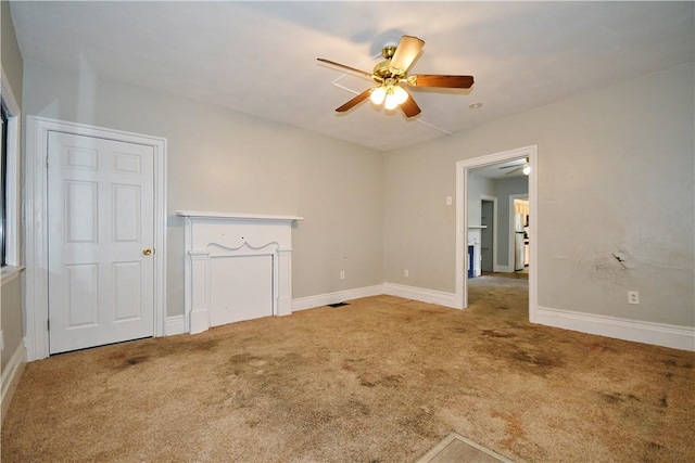 2331 Jane St, South Side, PA 15203 - unfurnished living room featuring a ceiling fan, carpet flooring, and baseboards