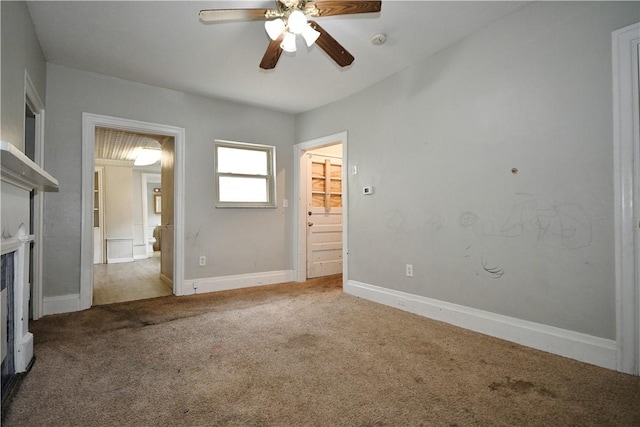 2331 Jane St, South Side, PA 15203 - unfurnished bedroom with carpet, baseboards, connected bathroom, and ceiling fan