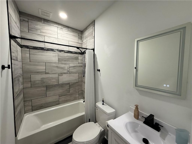 6755 Mcpherson Blvd, Point Breeze, PA 15208 - full bath featuring toilet, vanity, visible vents, and shower / bathtub combination with curtain