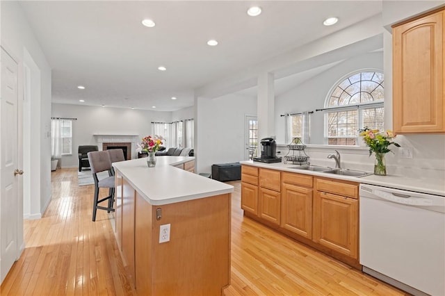 1743 Holmes Dr, Franklin Park, PA 15143 - kitchen with open floor plan, dishwasher, a sink, and light wood-style floors