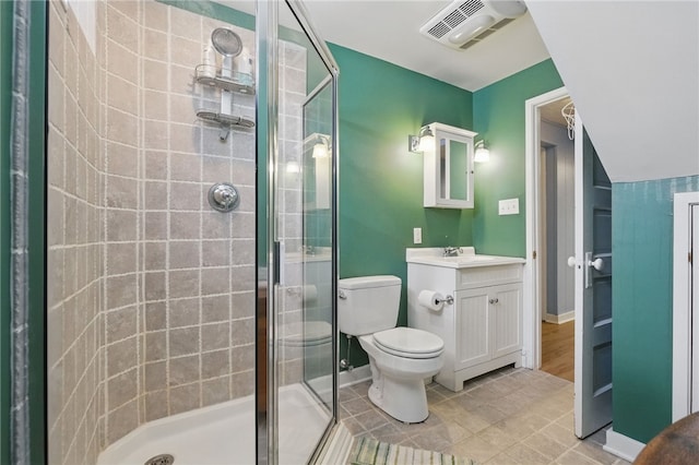 5818 Aylesboro Ave, Squirrel Hill, PA 15217 - full bathroom featuring a stall shower, vanity, toilet, and baseboards