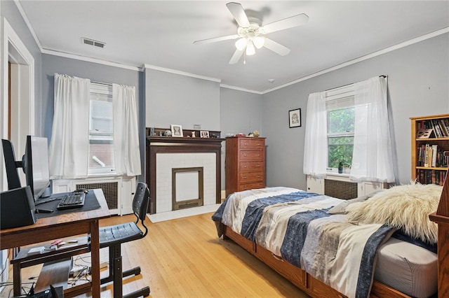 5818 Aylesboro Ave, Squirrel Hill, PA 15217 - bedroom featuring ornamental molding, wood finished floors, an office area, and ceiling fan