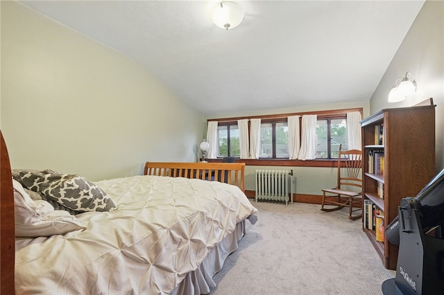 5818 Aylesboro Ave, Squirrel Hill, PA 15217 - bedroom with radiator heating unit, lofted ceiling, light carpet, and multiple windows