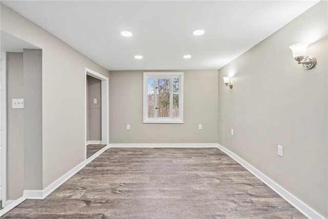 2215 Lehigh St, Swissvale, PA 15218 - spare room with recessed lighting, wood finished floors, and baseboards