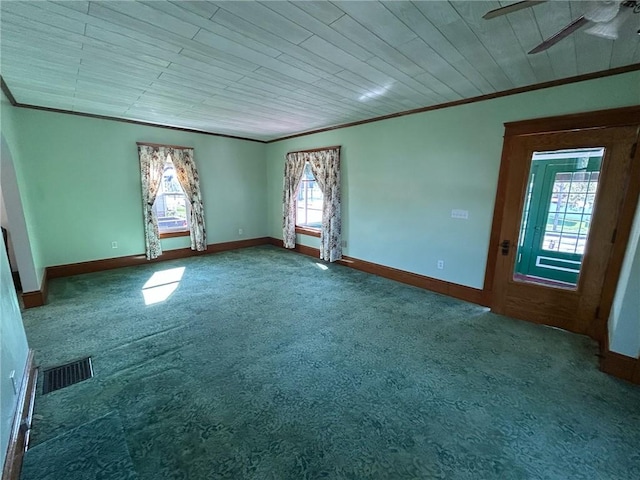 509 W Erie St, Linesville Boro, PA 16424 - carpeted empty room with baseboards, visible vents, and crown molding