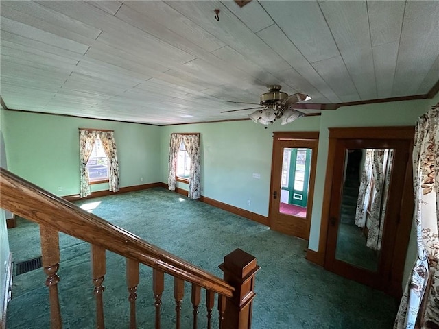 509 W Erie St, Linesville Boro, PA 16424 - interior space featuring baseboards, carpet, and ceiling fan