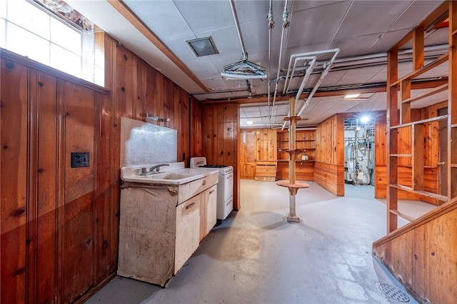 120 Arden Dr, Shaler, PA 15116 - basement with wood walls and a sink