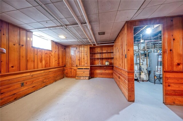 120 Arden Dr, Shaler, PA 15116 - basement featuring wooden walls and gas water heater