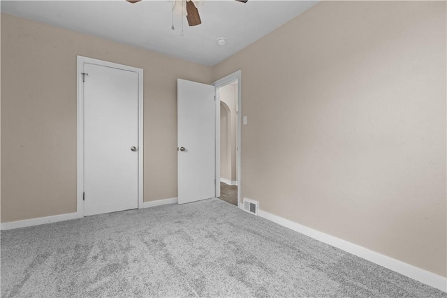 138 W Larkspur St, Munhall, PA 15120 - unfurnished bedroom with carpet, visible vents, a ceiling fan, and baseboards