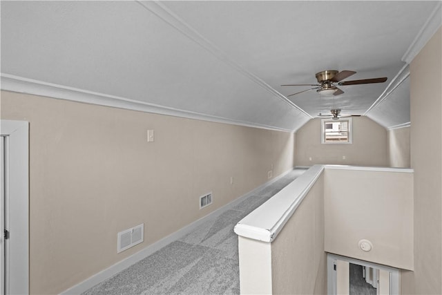 138 W Larkspur St, Munhall, PA 15120 - hallway featuring lofted ceiling, baseboards, visible vents, and carpet floors