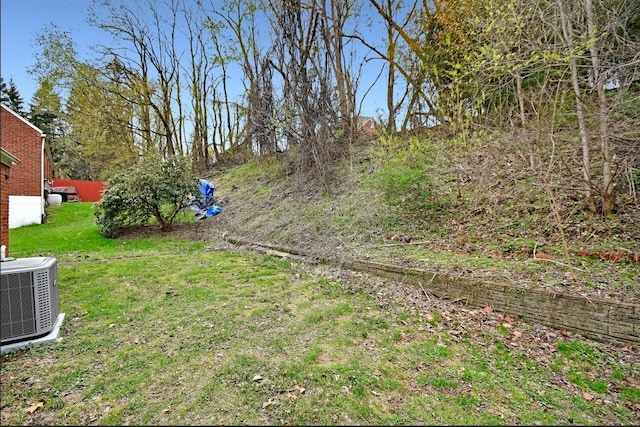 view of yard featuring central AC unit