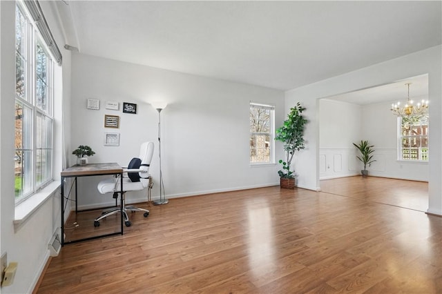 827 Brookfield Dr, Seven Fields Boro, PA 16046 - office space featuring a chandelier, wood finished floors, and baseboards
