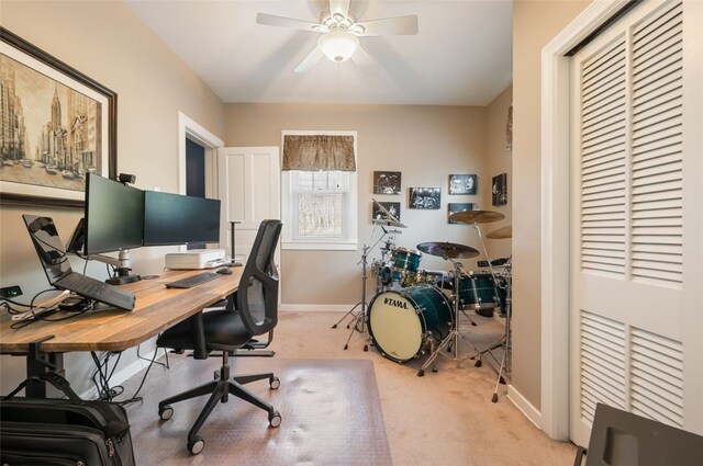 1 Alton Dr, Bethel Park, PA 15102 - office area featuring light carpet, baseboards, and ceiling fan