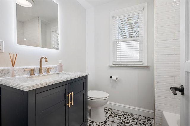 211 Wainwright Ave, Brentwood, PA 15227 - bathroom featuring baseboards, toilet, vanity, and tile patterned floors