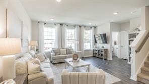 676 Olivia St, Collier Twp, PA 15205 - living area featuring dark wood-type flooring, plenty of natural light, and recessed lighting