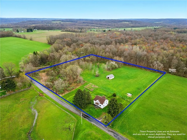drone / aerial view with a rural view