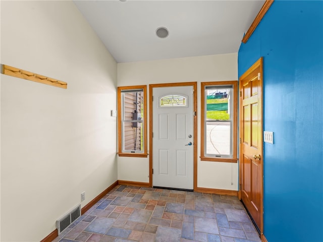 320 Parcell St, Claysville, PA 15323 - entryway with baseboards, stone finish floor, and visible vents