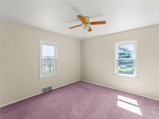 320 Parcell St, Claysville, PA 15323 - unfurnished room with carpet, a ceiling fan, visible vents, and a wealth of natural light